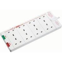 Masterplug Eight Socket Surge Protected Extension Lead, 2 Metres, 27 x 10 cm, White