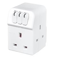 Masterplug 3 Socket Switched Adaptor White