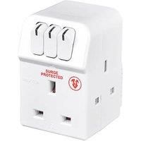 Masterplug MSWRG3-MP 13 A 3-Socket Indoor Power Surge Protected Adapter - White