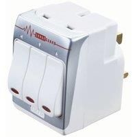 Masterplug MSWRG3-MP 13 A 3-Socket Indoor Power Surge Protected Adapter - White