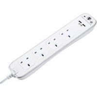 Masterplug 4 socket White Extension lead, 1m