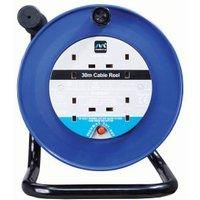 Masterplug 4 Socket Thermal Cut-out Open Cable Reel - Blue 30m 10A