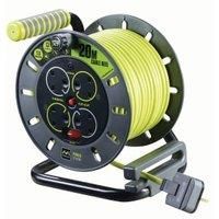 Masterplug Pro-XT 4 Socket Open Reel High Visibility Cable - 20m 13A