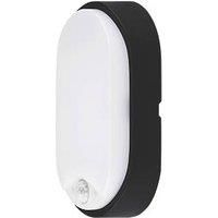 Luceco EBEO10P40-01 Eco Oval Bulkhead LED Lighting with PIR Motion Sensor, Black and White Bezel, 22 cm, 10 Watts