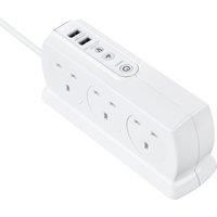 Masterplug SRGDSU62PW-MP Heavy Duty Six Socket Switched Surge Protected Extension Lead with 2 USB Ports, 3.1 Amps, 2 Metre, 18 x 7 x 6 cm, White