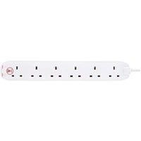 Masterplug SRG6210N-MP Six Socket Surge Protected Extension Lead, 2 Metres, White