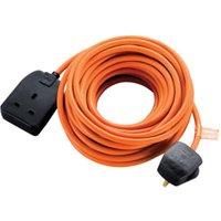 Masterplug Heavy Duty Single Socket Long Extension Lead, 10 Metres, Orange Cable