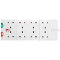 Masterplug Eight Socket Surge Protected Extension Lead, 2 Metres, 27 x 10 cm, White