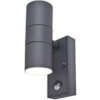 Wall Light Outdoor PIR Photocell Steel Black IP54 Garden Home 35W 220-240V