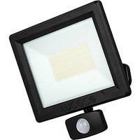 Luceco Essence Multi-Position Floodlight with PIR Motion Sensor, 50 Watts, 6000K Colour Temperature, IP65 Rated, Black