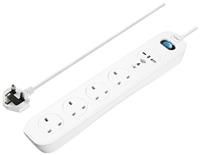 Masterplug 4 Socket 2m USB Surge Protected Extension Lead