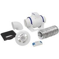 Vent-Axia ACM100T 100mm Axial Inline Bathroom Shower Extractor Fan Kit With LED Light with Timer White 240V (120JR)