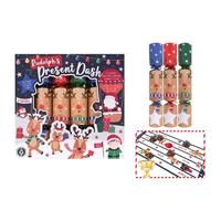 Pack of 6 Racing Reindeer Christmas Crackers - 12" Interactive Game Kids Adults Xmas Holiday Dinner Table Decorations - Novelty Fun Prizes Gifts Contains Hats Jokes
