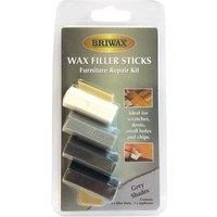 Briwax Wax Wood Filler Sticks Grey Shades White Black 4 Pack Mix + Applicator