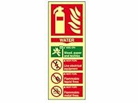 Scan SCA1590 Self adhesive PVC sign - Fire extinguisher composite - Water - Photoluminescent 75 x 200mm
