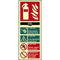 Scan SCA1592 Self adhesive PVC sign - Fire extinguisher composite - CO2 - Photoluminescent 75 x 200mmm
