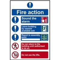 Scan SCA0178 Self adhesive PVC sign - Fire action procedure - Style 2 - 200 x 300mm
