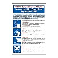 /'Manual Handling Regulations/' Sign, Non Adhesive Rigid 1mm PVC Board, Safety Poster (400mm x 600mm)