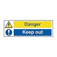 Spectrum Industrial 12381 Danger Keep Out Safety Sign, Non Adhesive Rigid 1mm PVC Board, 600mm x 200mm, Multi-Colour, 600 x 200 mm