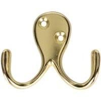 Wickes Two Pronged Screwed Hook - Brass