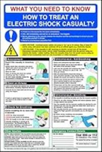 Spectrum Industrial 14612 Electric Shock Safety Poster, Non Adhesive Rigid 1mm PVC Board, 400mm x 600mm, Multi-Colour, 400 x 600 mm