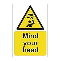 Spectrum Industrial 11096 Mind Your Head Safety Sign, Rigid 1mm PVC Board, 200mm x 300mm, Multi-Colour, 200 x 300 mm
