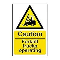 Spectrum Industrial 11132 Caution Fork Lift Trucks Operating Safety Sign, Rigid 1mm PVC Board, 200mm x 300mm, Multi-Colour, 200 x 300 mm