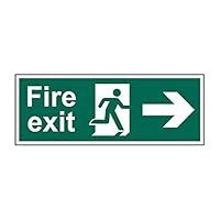 Fire Exit Arrow Right Safety Sign, Non Adhesive Rigid 1mm PVC Board, W400mm x H150mm
