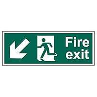 Spectrum Industrial 12109 Fire Exit Arrow Down Left Safety Sign, Non Adhesive Rigid 1mm PVC Board, W400mm x H150mm, Multi-Colour, 400 x 150 mm