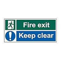 Spectrum Industrial 12133 Fire Exit Keep Clear Safety Sign, Non Adhesive Rigid 1mm PVC Board, 450mm x 200mm, Multi-Colour, 450 x 200 mm