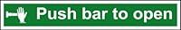 Spectrum Industrial 12141 Push Bar To Open Safety Sign, Non Adhesive Rigid 1mm PVC Board, 600mm x 100mm, Multi-Colour, 600 x 100 mm