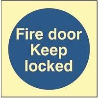 Photoluminescent "Fire Door Keep Locked" Sign 100mm x 100mm (791FG)