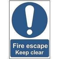Non Photoluminescent "Fire Escape Keep Clear" Sign 210mm x 148mm (938FG)