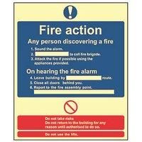 Essentials Photoluminescent "Fire Action Procedure" Sign 250mm x 300mm (477FG)
