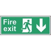 Non Photoluminescent "Fire Exit Man Down Arrow" Sign 150mm x 400mm (135FG)