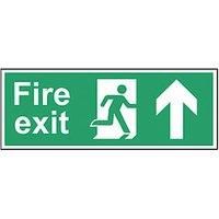 Non Photoluminescent "Fire Exit Man Up Arrow" Sign 150 x 400mm (543FG)
