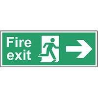 Non Photoluminescent "Fire Exit Man Right Arrow" Sign 100mm x 400mm (101FG)