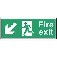 Non Photoluminescent "Fire Exit Man Down Left Arrow" Sign 150 x 400mm (210FG)