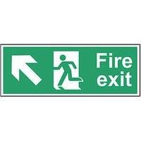 Non Photoluminescent "Fire Exit Man Up Left Arrow" Sign 150mm x 450mm (523FG)