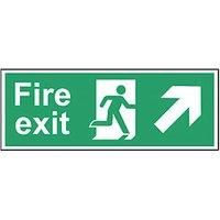 Non Photoluminescent "Fire Exit Man Up Right Arrow" Sign 150mm x 400mm (393FG)