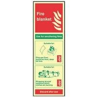 Photoluminescent "Fire Blanket" Sign 300mm x 100mm (740FG)