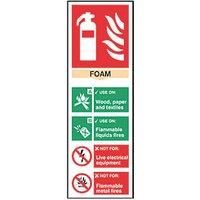 Non Photoluminescent "Fire Extinguisher Foam" Sign 300 x 100mm (734FG)