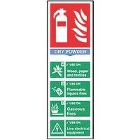 Non Photoluminescent "Fire Extinguisher Dry Powder" Sign 100 x 300mm (294FG)