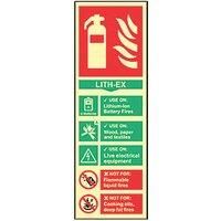 Photoluminescent "Fire Extinguisher Lithium-lon" Sign 300mm x 100mm (919FG)