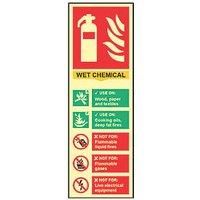 Photoluminescent "Fire Extinguisher Wet Chemical" Sign 100 x 300mm (365FG)