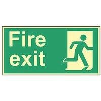 Photoluminescent "Fire Exit Man Right" Sign 150 x 300mm (199FG)
