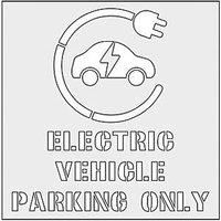 "Electric Vehicle Parking Only" with Symbol Floor Stencil (359RT)