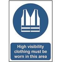 "High Visibility Clothing Must Be Worn In This Area" Sign 420mm x 297mm (890HL)