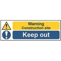 "Warning Construction Site Keep Out" Sign 200mm x 600mm (921HL)