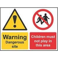 "Dangerous Site / Children Must Not Play In This Area" Sign 450mm x 600mm (624HL)